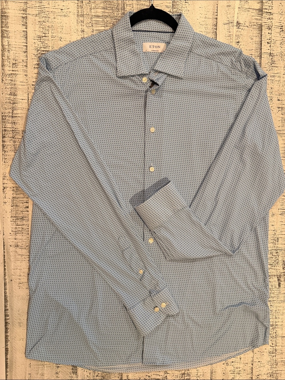 Eton Men's Light Blue Micro-Print Dress Shirt